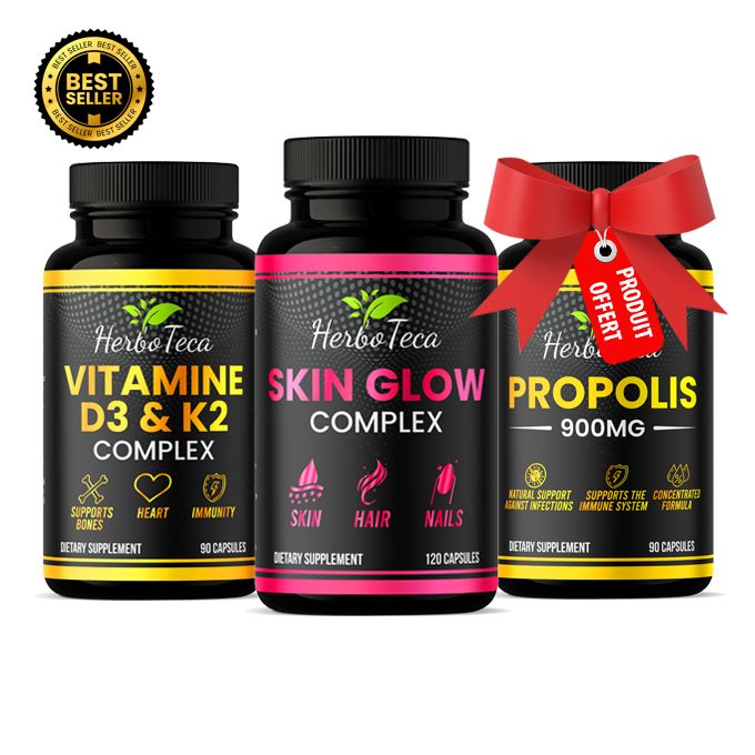 Pack Promo Santé et Beauté (Vitamine D3 &amp; K2, Skin Glow Complex, Propolis 900mg)