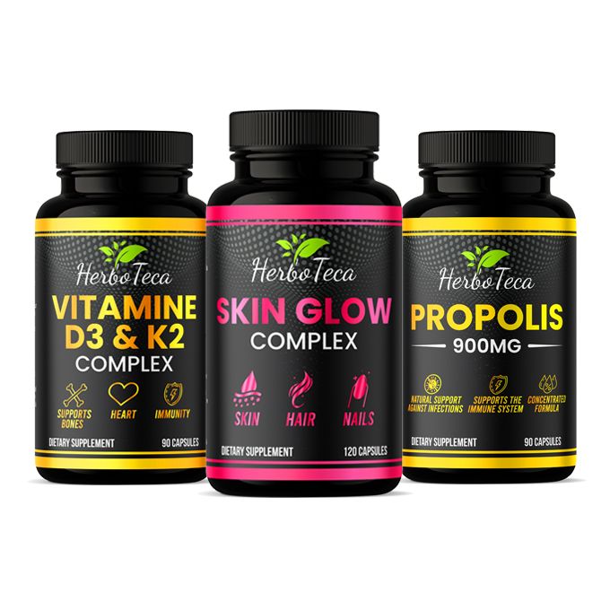 Pack Promo Santé et Beauté (Vitamine D3 &amp; K2, Skin Glow Complex, Propolis 900mg)