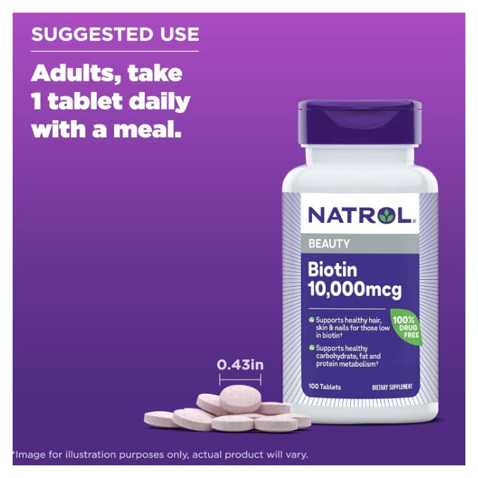 Biotine, Beauté, 10 000 µg - santé de la peau - 100 Comprimés