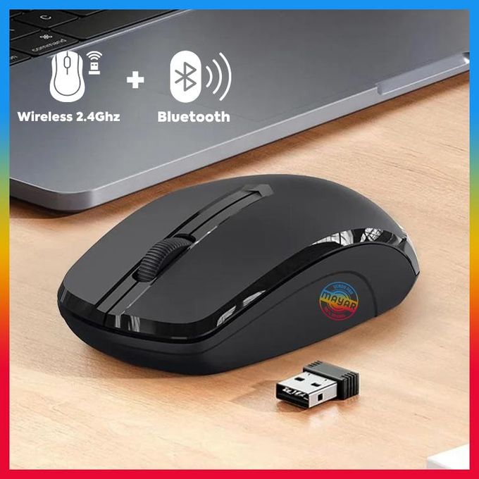 Souris Optique Sans fil Bluetooth et USB wirless 2.4Ghz 1600 dpi haute résolution pour ordinateur bureau et portable + Pile inclus