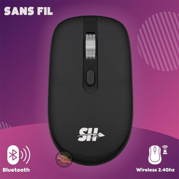 Souris Optique Sans fil Double Connectivité Bluetooth et USB wirless 2.4Ghz 800 - 1200 - 1600 dpi haute résolution pour ordinateur bureau et portable