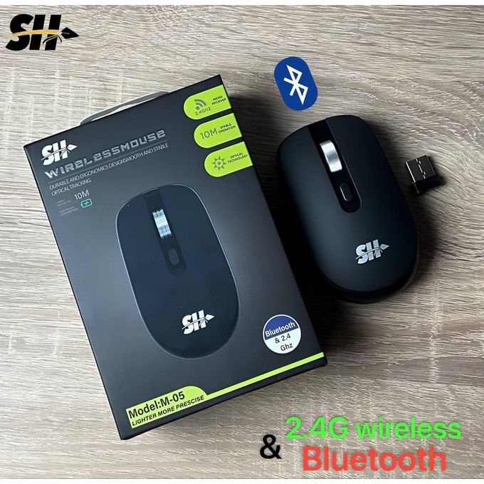 Souris Optique Sans fil Double Connectivité Bluetooth et USB wirless 2.4Ghz 800 - 1200 - 1600 dpi haute résolution pour ordinateur bureau et portable