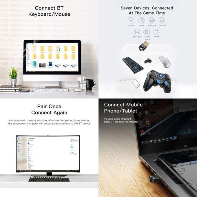 Adaptateur Clé USB Double Mode Wirless 2.4G &amp; Bluetooth 5.1 – Mini Récepteur Sans Fil