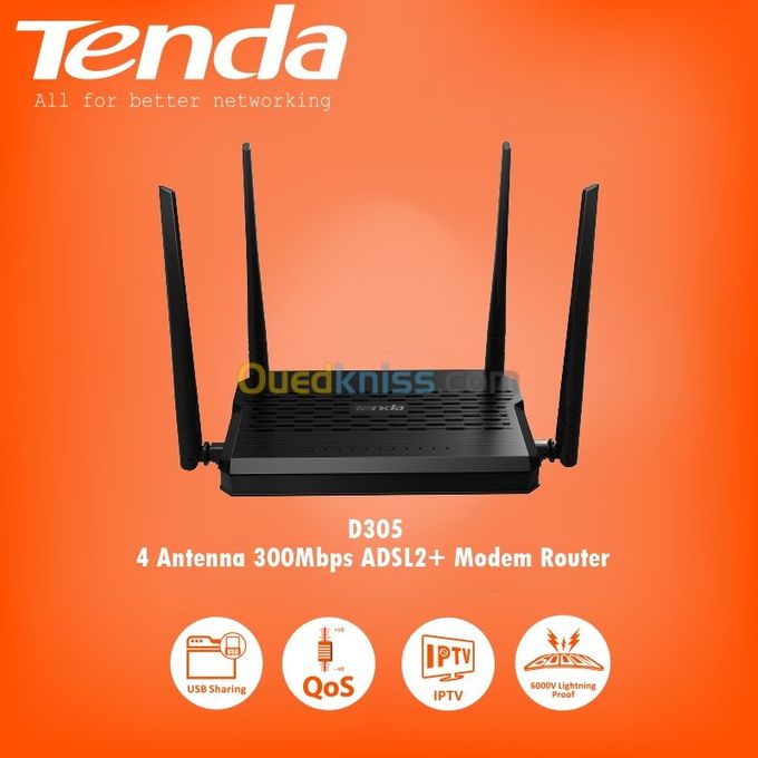 Best Router with 4 Antennes &amp; USB : Rideau D305 Modem Routeur ADSL2 + sans Fil 300 Mbps