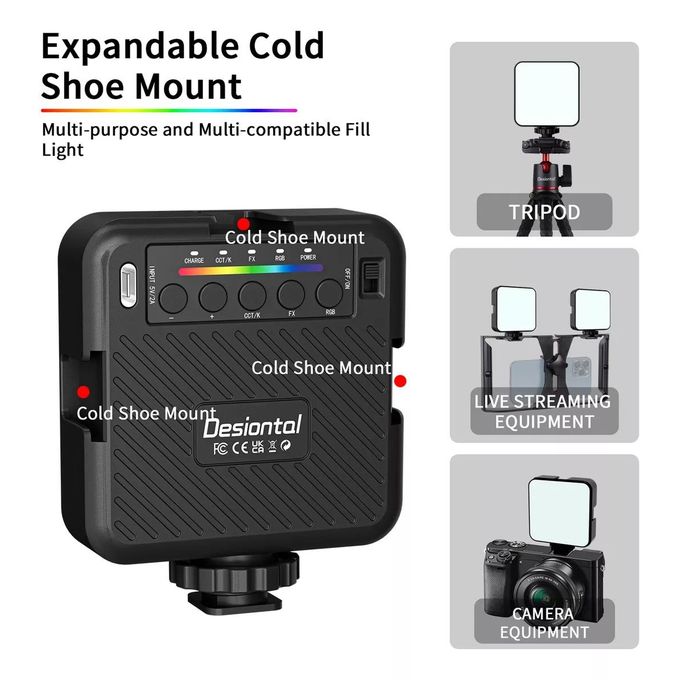 iReal X1 Mini Projecteur RGB Rechargeable, Pour Photographie Studio Camera Video DLSR Full Color Fill Light Vlog Camera Shooting Soft Light Beauty Light Strip LED Color Temperature 3000-6500K Outdoor Portable Phone Selfie Photography Lighting avec Montage