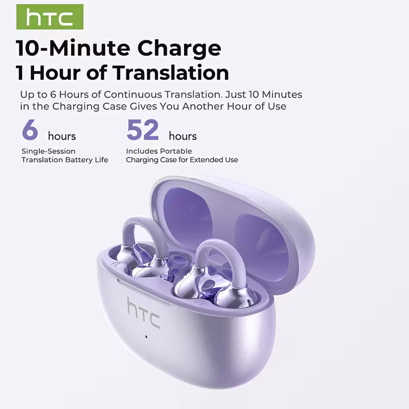 1pc HTC NE55 AI Translation Earbuds Real-time Translation Headphones OWS Open-Ear Wireless Headphones, Latest BT V6.0, Noise Reduction Clear Call, 6.5 Hours Music Long Battery Life, Big speaker Big Volume - Local Store Product Gallery Image